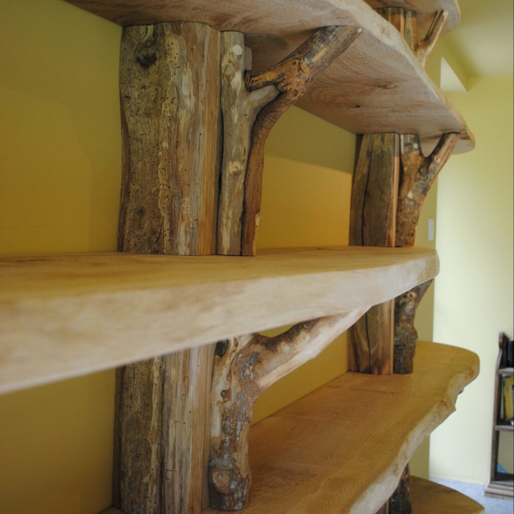 Bespoke shelves with branch forks